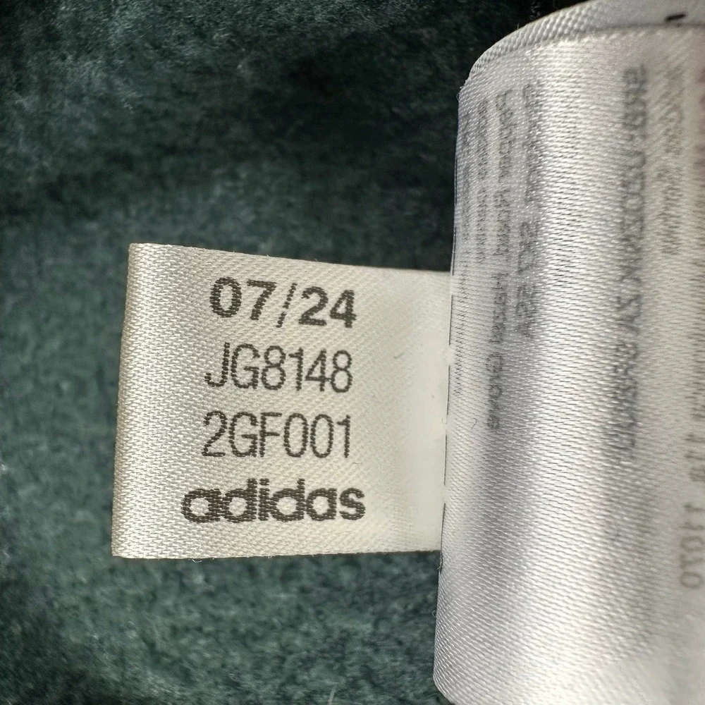 Adidas Hoodie Mens Medium Green Zip Chest Pocket Fleece Pullover JG8148